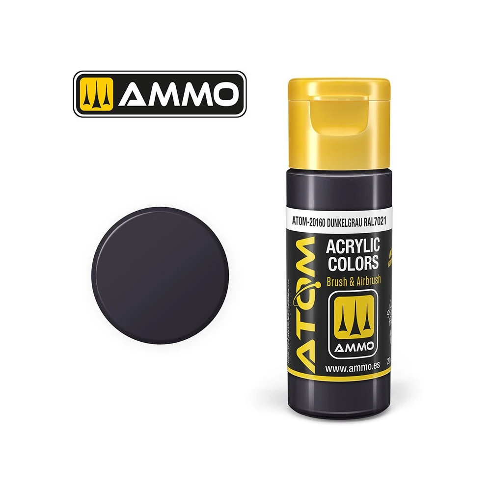 Peinture acrylique Gris foncé RAL7021 20ml ATOM AMMO Peinture acrylique Gris foncé RAL7021 20ml ATOM AMMO