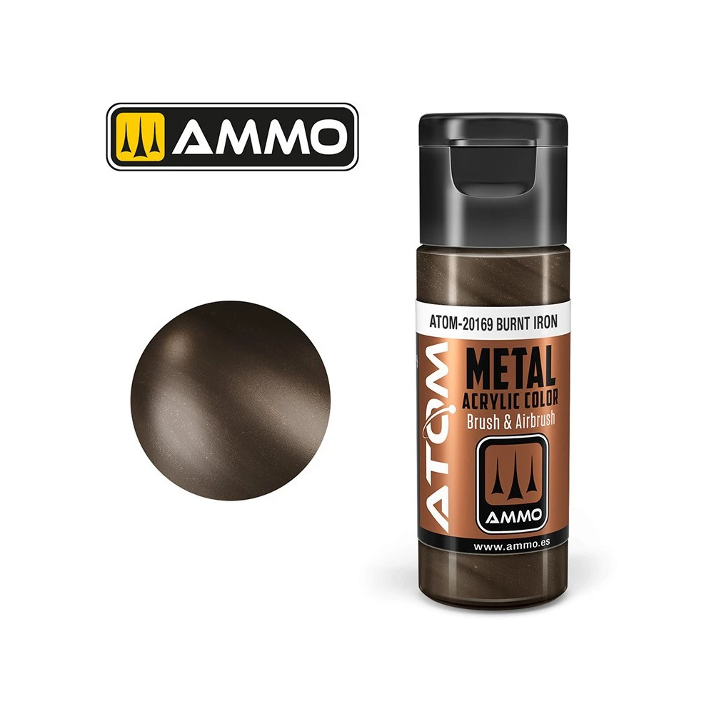 Peinture acrylique Fer brûlé 20ml ATOM METALLIC AMMO Peinture acrylique Fer brûlé 20ml ATOM METALLIC AMMO