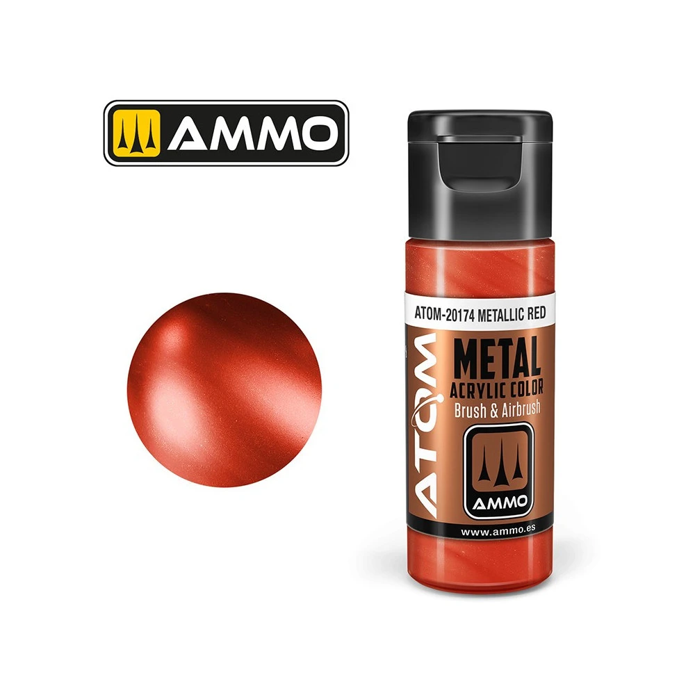 Peinture acrylique Rouge 20ml ATOM METALLIC AMMO Peinture acrylique Rouge 20ml ATOM METALLIC AMMO