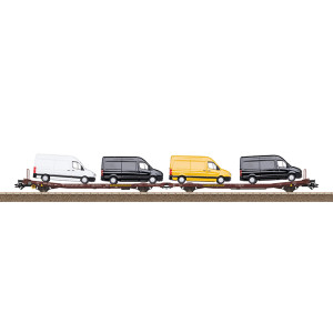 Trix 24428 Wagons plats articulés Laads 800B, Transwaggon, chargé 4 fourgons VW Crafter Trix Trix_24428 - 1