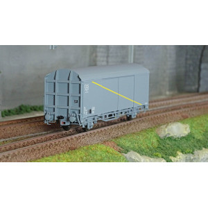 LS Models 30681 Wagon EVS, Hs, SNCF, gris, toit haut, bande jaune, faces planes, bouts gaufrés, E.V.S Ls models Lsm_30681 - 1