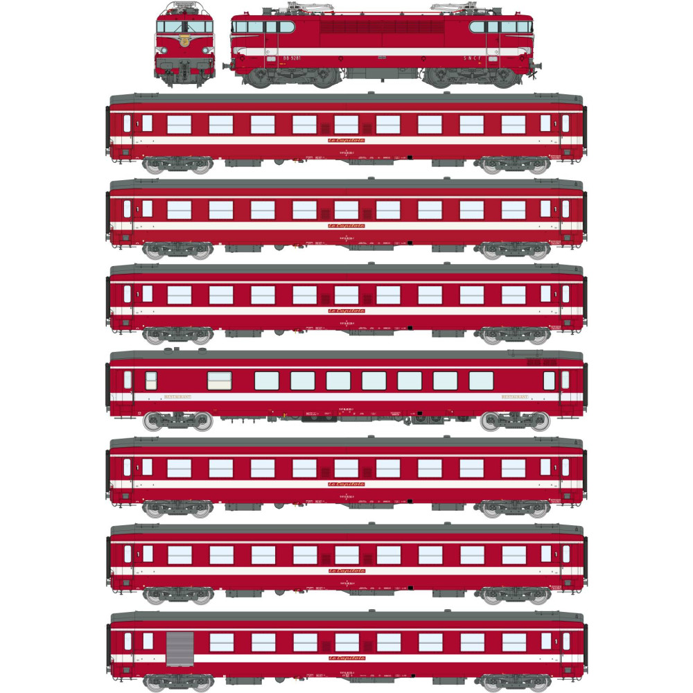 Ree Modeles CM016 Set rame Le Capitole Locomotive électrique BB 9281, Rouge, 5x A9 + A7D + Vru Ree Modeles CM-016 - 1