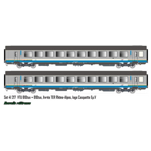 LS Models 41217 Set de 2 voitures VTU, B10tux / B10tux, livrée TER Rhône-Alpes, SNCF, logo Casquette, éclairées Ls models LSM_41