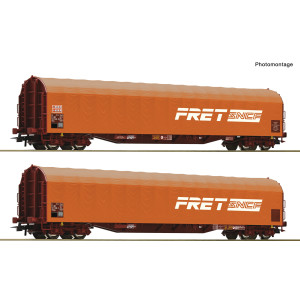 Roco 6600161 Set de 2 wagons bâche coulissante à bogies, type Rilns, SNCF, FRET oranges Roco Roco_6600161 - 1