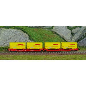 Fleischmann 6660051 Wagon articulé double poche T3000e, DB AG, chargé 4 caisses mobiles DHL, échelle N Fleischmann Fle_6660051 -