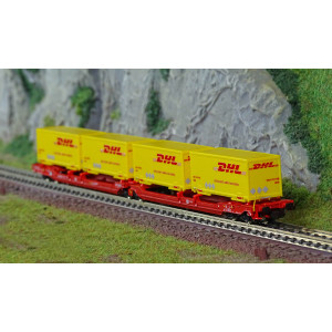 Fleischmann 6660051 Wagon articulé double poche T3000e, DB AG, chargé 4 caisses mobiles DHL, échelle N Fleischmann Fle_6660051 -