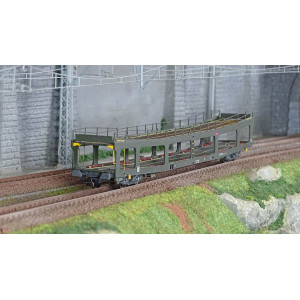 Jouef HJ4189 Wagon porte-auto DD DEV 66, 2éme série, livré vert avec logo carmillon blanc, SNCF Jouef HJ4189 - 1