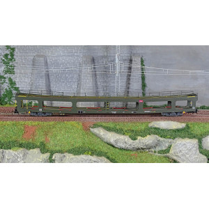 Jouef HJ4189 Wagon porte-auto DD DEV 66, 2éme série, livré vert avec logo carmillon blanc, SNCF Jouef HJ4189 - 2
