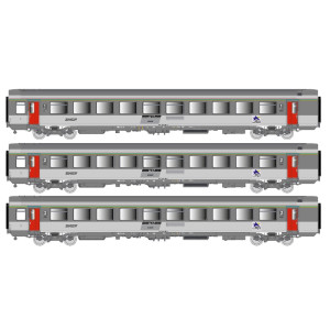 LS Models 41219 Set de 3 voitures VTU, A10tu / B11tu / B11tux, livré TER Alsace, SNCF, logo Nouille, éclairées Ls models LSM_412