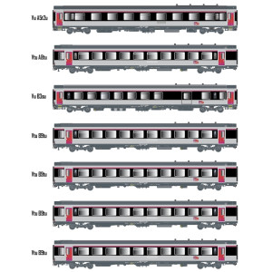 Models Word 2402 Set de 7 voitures VTU, Teoz carmillon, logo Carmillon, SNCF, éclairées Models World MW_2402 - 1