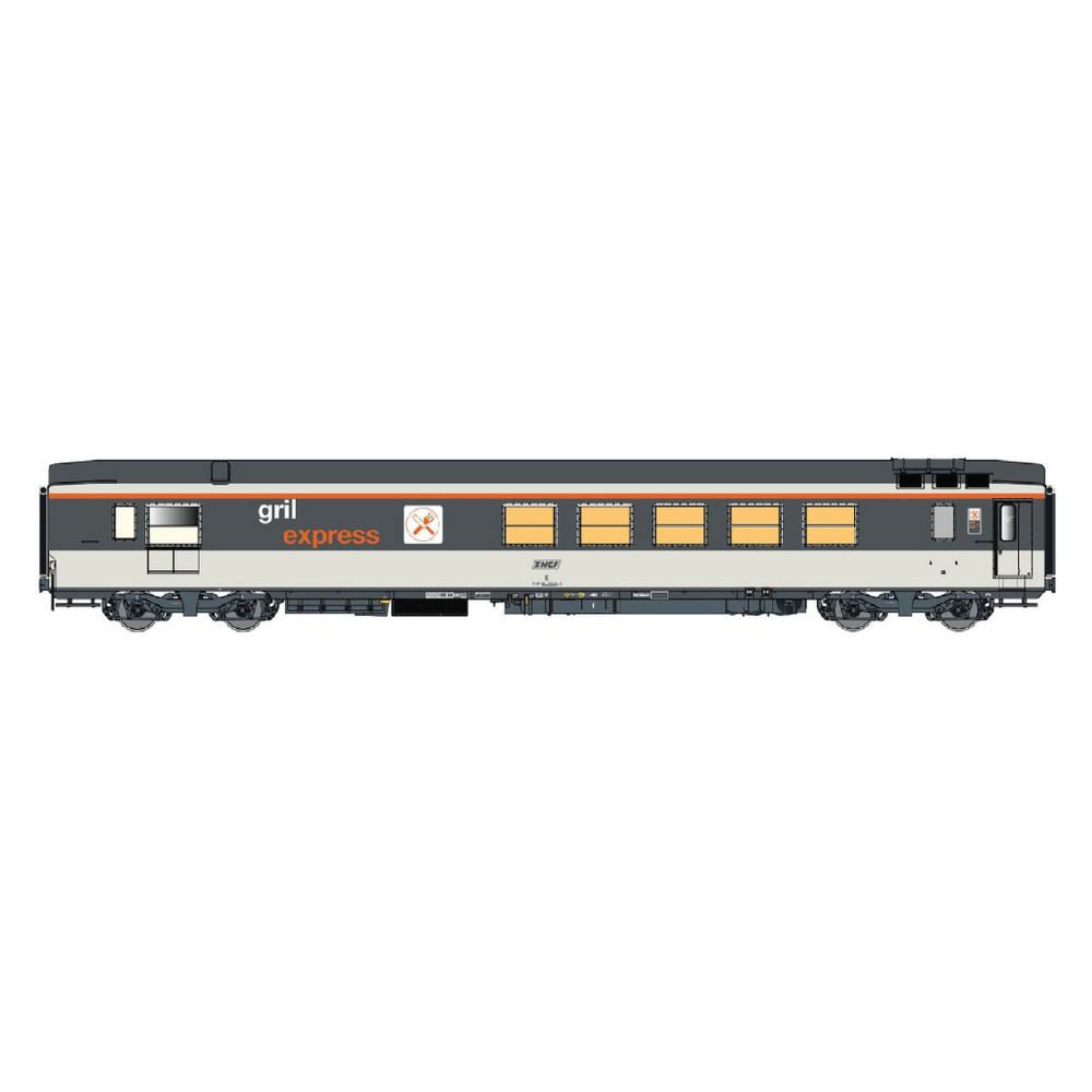 LS Models 40145 Voiture restaurant Gril Express, livrée corail, logo encadré, SNCF, éclairée Ls models LSM_40145 - 1