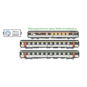 LS Models 41997 Set de 3 voitures corail VTU, SNCF, Le Montaigne, GE / A10rtu / B11rtu, logo encadré, éclairée Ls models LSM_419