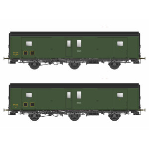 Models World 102 Set de 2 Wagons fourgons 3 essieux, PLM, Dqd2m, Vert 306, ep.IIIb, feux fin de convoi Models World MW_102 - 1