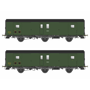 Models World 104 Set de 2 Wagons fourgons 3 essieux, PLM, Dqd2m, Vert 306, ep.IIIc-d, feux fin de convoi Models World MW_104 - 1