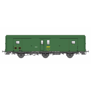 Models World 107 Wagon fourgon 3 essieux, PLM, Dd2, Vert 301, logo SNCF jaune, ep.IVa, feux fin de convoi Models World MW_107 - 