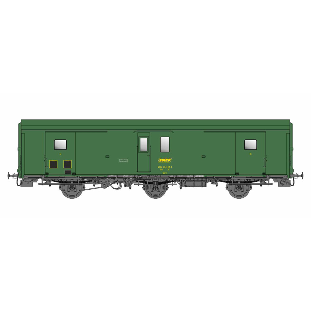 Models World 107 Wagon fourgon 3 essieux, PLM, Dd2, Vert 301, logo SNCF jaune, ep.IVa, feux fin de convoi Models World MW_107 - Models World 107 Wagon fourgon 3 essieux, PLM, Dd2, Vert 301, logo SNCF jaune, ep.IVa, feux fin de convoi Models World MW_107 -