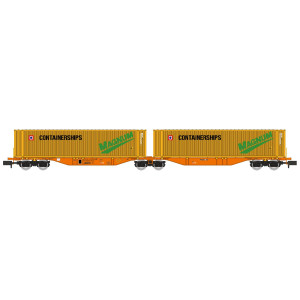 REE Modeles NW233 Wagon porte conteneurs Sggmrss 90 WASCOSA, SNCF, 2 conteneurs 45’ Containerships Magnum Ree Modeles NW-233 - 1