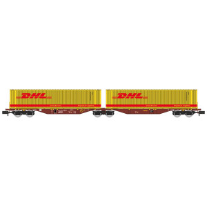 REE Modeles NW236 Wagon porte conteneurs Sggmrss 90 TOUAX, SNCF, 2 conteneurs 45’ DHL Ree Modeles NW-236 - 1