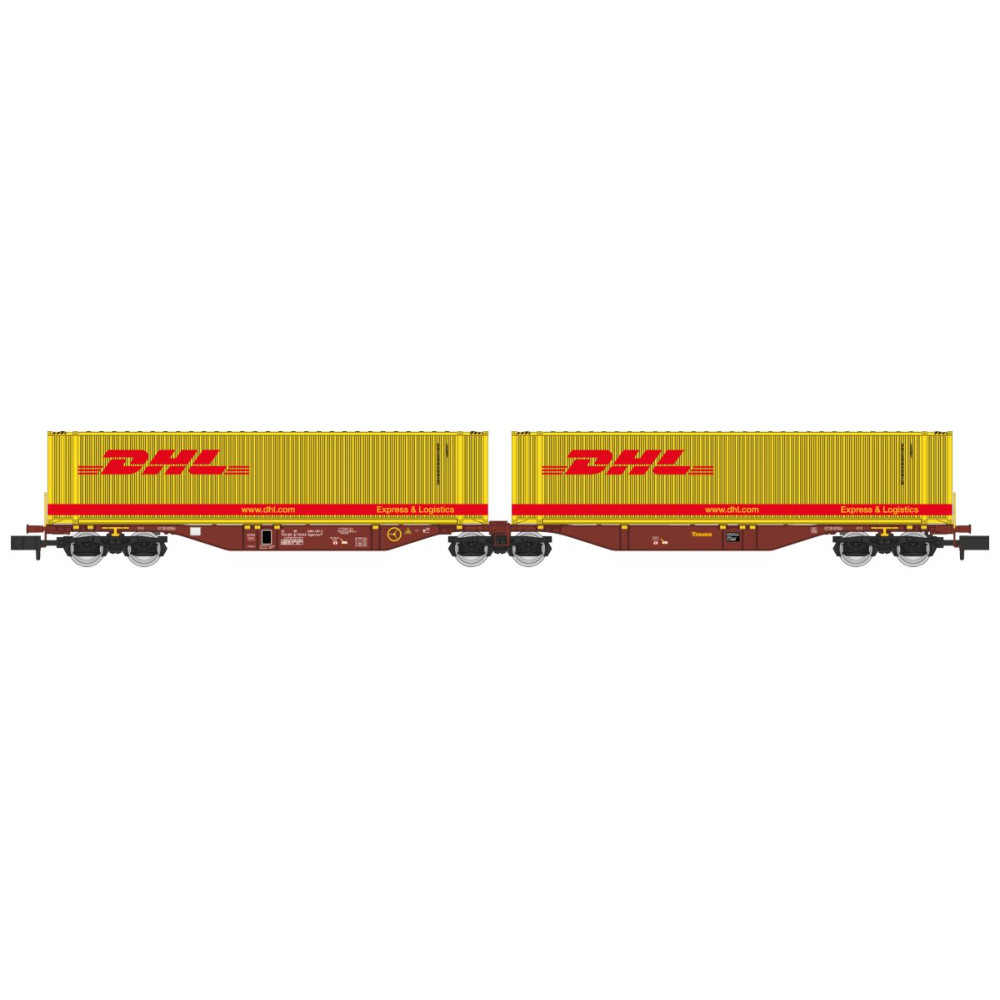 REE Modeles NW236 Wagon porte conteneurs Sggmrss 90 TOUAX, SNCF, 2 conteneurs 45’ DHL Ree Modeles NW-236 - 1 REE Modeles NW236 Wagon porte conteneurs Sggmrss 90 TOUAX, SNCF, 2 conteneurs 45’ DHL Ree Modeles NW-236 - 1