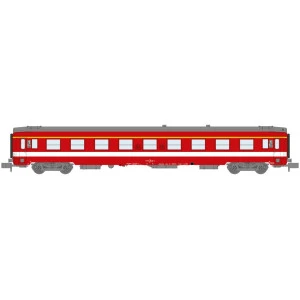 REE Modeles NW331 Voiture voyageurs UIC, SNCF, A9 Rouge, logo Corail, bande de classe jaune, ep.IV Ree Modeles NW-331 - 1