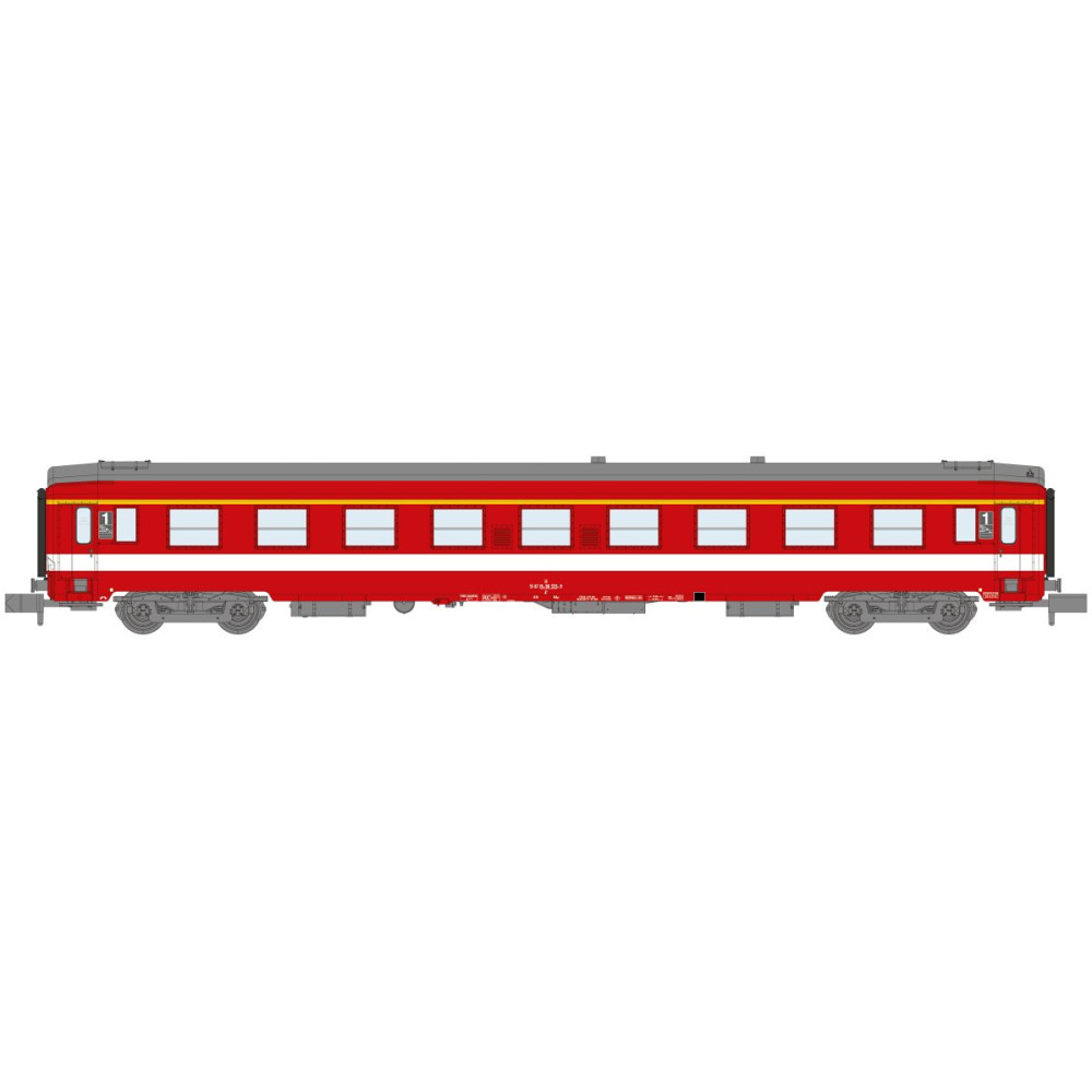 REE Modeles NW331 Voiture voyageurs UIC, SNCF, A9 Rouge, logo Corail, bande de classe jaune, ep.IV Ree Modeles NW-331 - 1 REE Modeles NW331 Voiture voyageurs UIC, SNCF, A9 Rouge, logo Corail, bande de classe jaune, ep.IV Ree Modeles NW-331 - 1