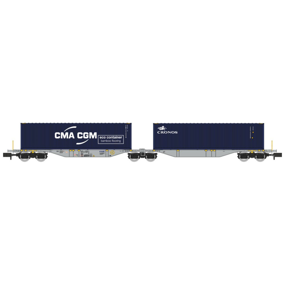 REE Modeles NW328 Wagon porte conteneurs Sggmrss 90 AEE, SNCF, 2 conteneurs 40’ CGA-CGM et Cronos Ree Modeles NW-328 - 1 REE Modeles NW328 Wagon porte conteneurs Sggmrss 90 AEE, SNCF, 2 conteneurs 40’ CGA-CGM et Cronos Ree Modeles NW-328 - 1