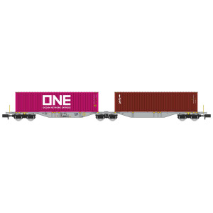 REE Modeles NW329 Wagon porte conteneurs Sggmrss 90 AEE, SNCF, 2 conteneurs 40’ ONE et TEX Ree Modeles NW-329 - 1