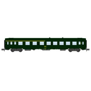 REE Modeles NW257 Voiture voyageurs UIC, SNCF, A4B5 Verte, logo jaune encadré, ep.IV Ree Modeles NW-257 - 1