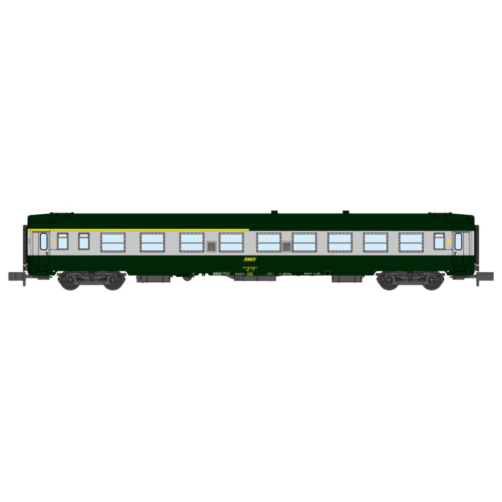 REE Modeles NW259 Voiture voyageurs UIC, SNCF, A4B5 Verte/Alu, logo jaune encadré, ep.IV Ree Modeles NW-259 - 1 REE Modeles NW259 Voiture voyageurs UIC, SNCF, A4B5 Verte/Alu, logo jaune encadré, ep.IV Ree Modeles NW-259 - 1