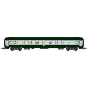 REE Modeles NW264 Voiture voyageurs UIC, SNCF, A4B5 ex-A9 Verte/Gris béton, logo blanc encadré, ep.V Ree Modeles NW-264 - 1