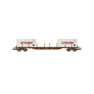 Jouef HJ6310 Wagon plat à ridelles Rs à bogies, SNCF, chargé 2 conteneurs de 20' Citroën Jouef HJ6310 - 1