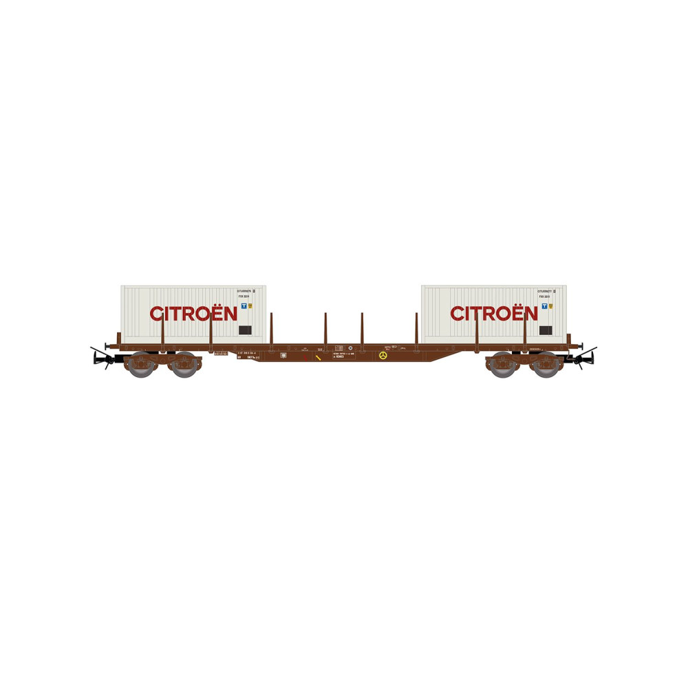 Jouef HJ6310 Wagon plat à ridelles Rs à bogies, SNCF, chargé 2 conteneurs de 20' Citroën Jouef HJ6310 - 1