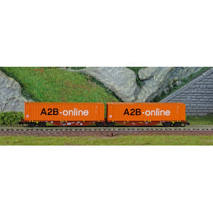 REE Modeles NW231 Wagon porte conteneurs Sggmrss 90 TOUAX, SNCF, 2 conteneurs 45’ A2B-online Ree Modeles NW-231 - 2