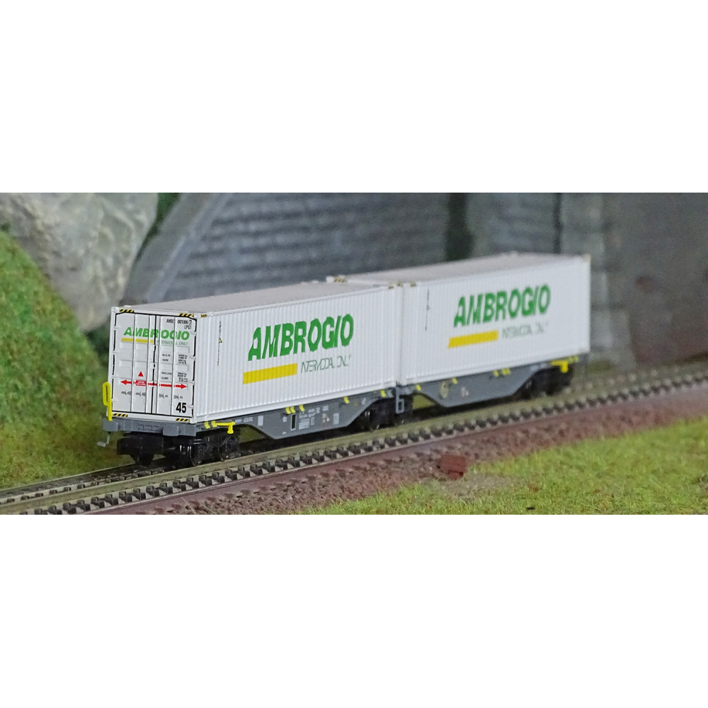 REE Modeles NW232 Wagon porte conteneurs Sggmrss 90 NOVA, SNCF, 2 conteneurs 45’ Ambrogio Intermodal Only Ree Modeles NW-232 - 1 REE Modeles NW232 Wagon porte conteneurs Sggmrss 90 NOVA, SNCF, 2 conteneurs 45’ Ambrogio Intermodal Only Ree Modeles NW-232 - 1