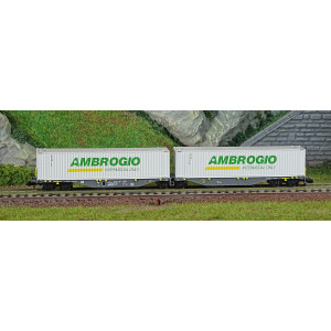 REE Modeles NW232 Wagon porte conteneurs Sggmrss 90 NOVA, SNCF, 2 conteneurs 45’ Ambrogio Intermodal Only Ree Modeles NW-232 - 2