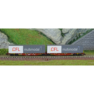 REE Modeles NW234 Wagon porte conteneurs Sggmrss 90 TOUAX, SNCF, 2 conteneurs 45’ CFL multimodal Ree Modeles NW-234 - 2
