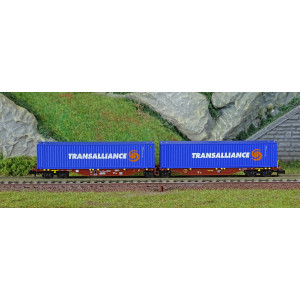 REE Modeles NW235 Wagon porte conteneurs Sggmrss 90 TOUAX, SNCF, 2 conteneurs 45’ CFL Transalliance Ree Modeles NW-235 - 2