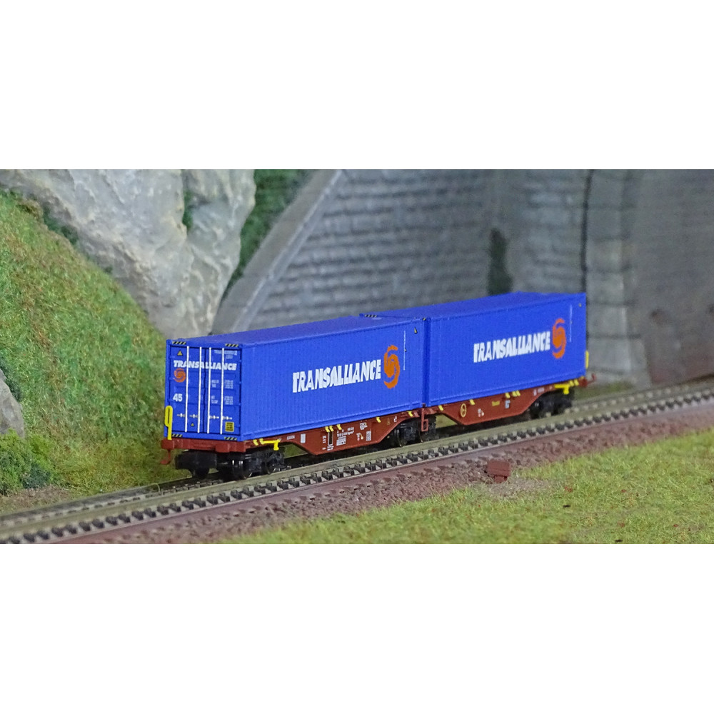 REE Modeles NW235 Wagon porte conteneurs Sggmrss 90 TOUAX, SNCF, 2 conteneurs 45’ CFL Transalliance Ree Modeles NW-235 - 1 REE Modeles NW235 Wagon porte conteneurs Sggmrss 90 TOUAX, SNCF, 2 conteneurs 45’ CFL Transalliance Ree Modeles NW-235 - 1