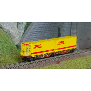 REE Modeles NW236 Wagon porte conteneurs Sggmrss 90 TOUAX, SNCF, 2 conteneurs 45’ DHL Ree Modeles NW-236 - 1