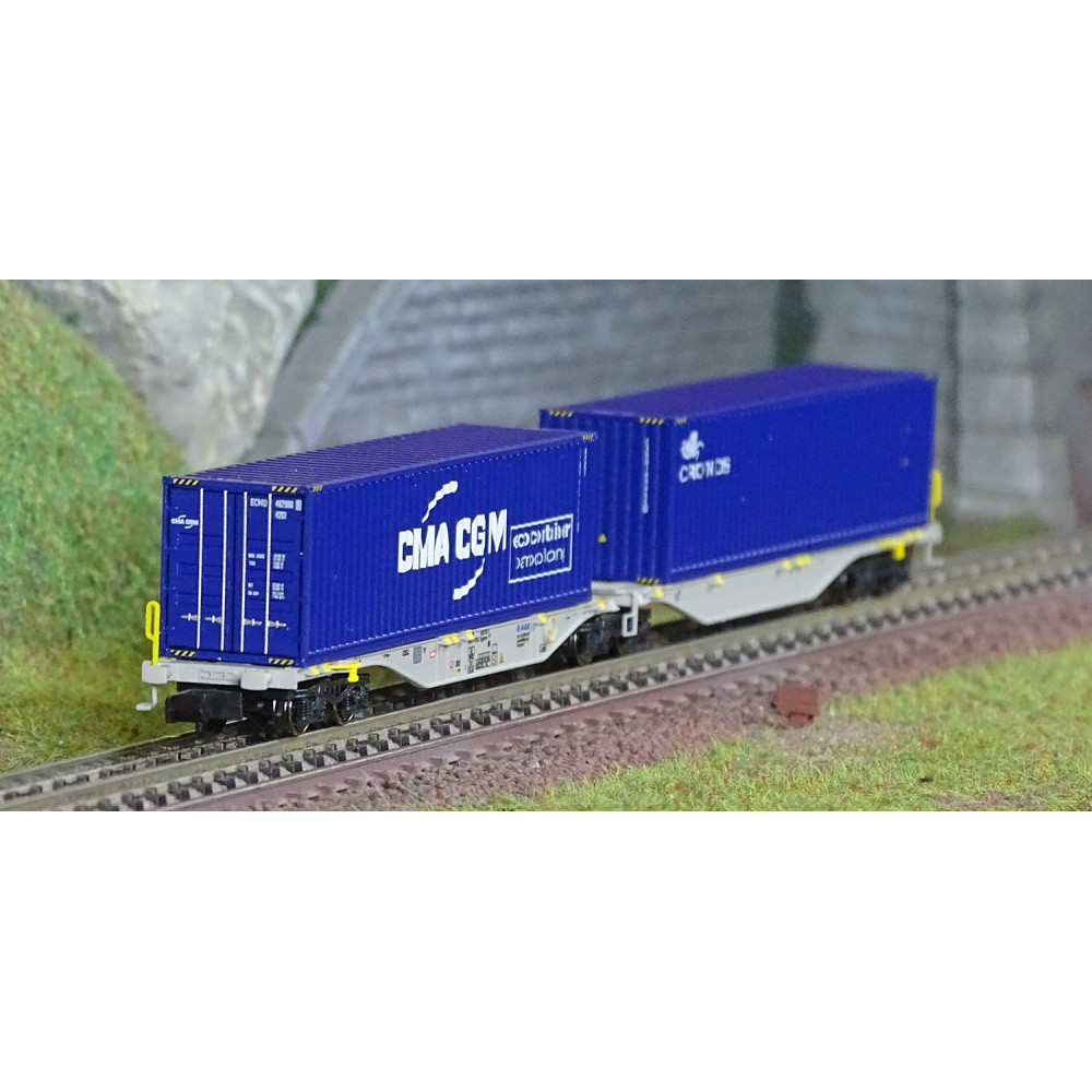 REE Modeles NW328 Wagon porte conteneurs Sggmrss 90 AEE, SNCF, 2 conteneurs 40’ CGA-CGM et Cronos Ree Modeles NW-328 - 1 REE Modeles NW328 Wagon porte conteneurs Sggmrss 90 AEE, SNCF, 2 conteneurs 40’ CGA-CGM et Cronos Ree Modeles NW-328 - 1