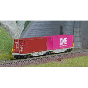 REE Modeles NW329 Wagon porte conteneurs Sggmrss 90 AEE, SNCF, 2 conteneurs 40’ ONE et TEX Ree Modeles NW-329 - 1