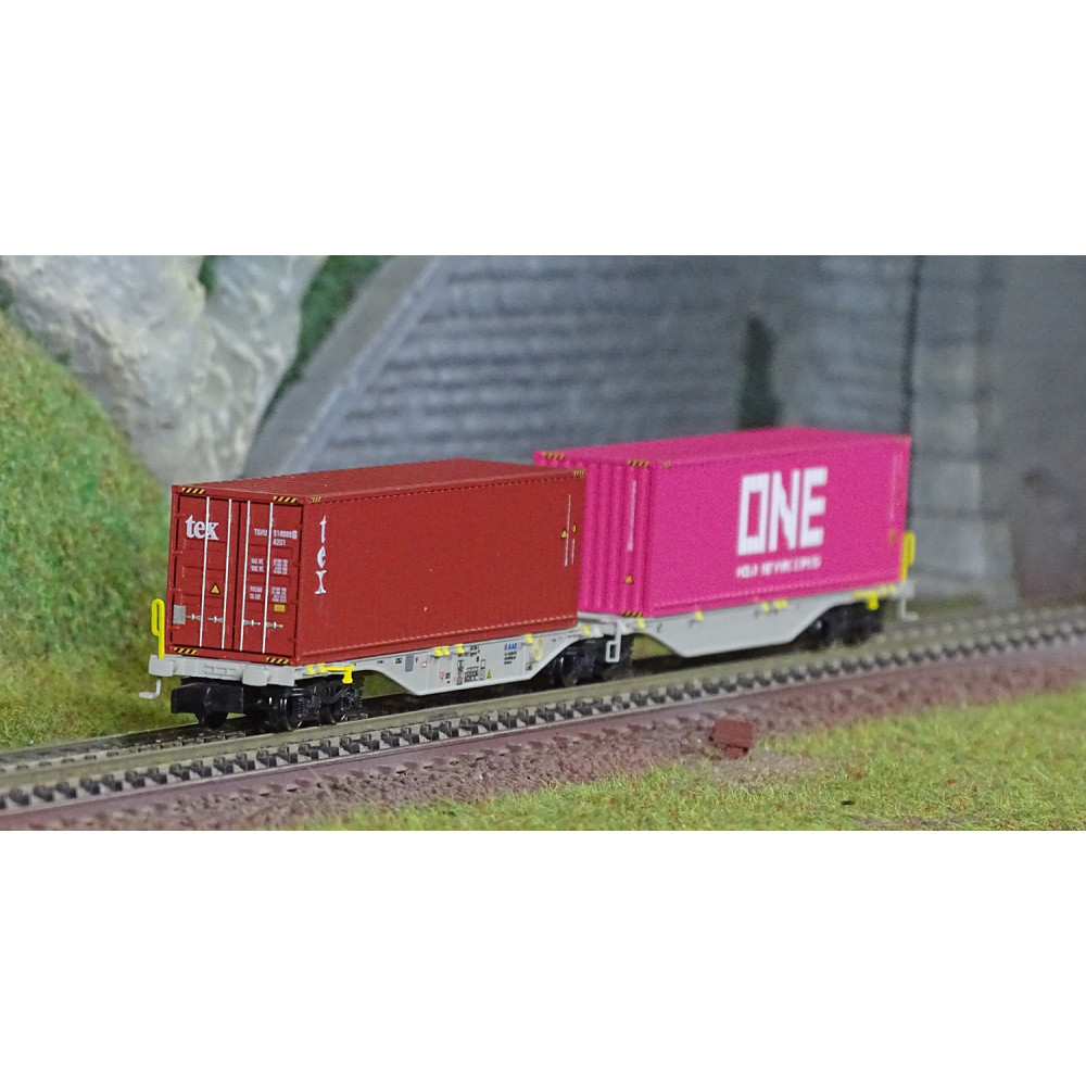 REE Modeles NW329 Wagon porte conteneurs Sggmrss 90 AEE, SNCF, 2 conteneurs 40’ ONE et TEX Ree Modeles NW-329 - 1 REE Modeles NW329 Wagon porte conteneurs Sggmrss 90 AEE, SNCF, 2 conteneurs 40’ ONE et TEX Ree Modeles NW-329 - 1