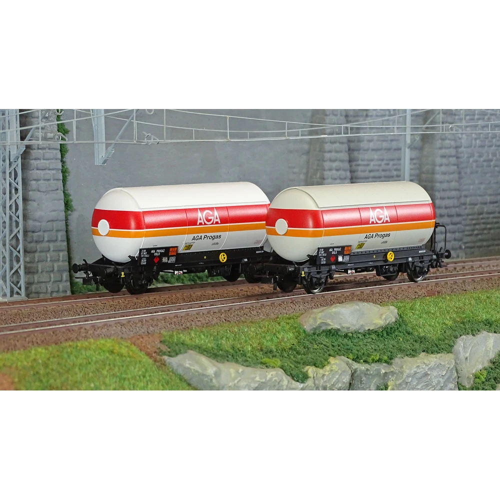 Jouef HJ6289 Set de 2 wagons citernes à gaz, toit pare soleil, AGA Progas Jouef HJ6289 - 1