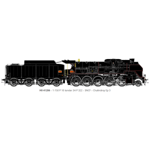 R37 HO41206DS Locomotive à vapeur 1-150 P 10 tender 34 P 322, SNCF, noire, Chalindrey, sonore, fumée Rail 37 - R37 R37_HO41206DS