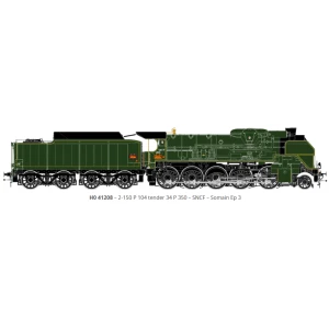 R37 HO41208DS Locomotive à vapeur 2-150 P 104 tender 34 P 350, SNCF, verte, Somain, sonore, fumée Rail 37 - R37 R37_HO41208DS - 