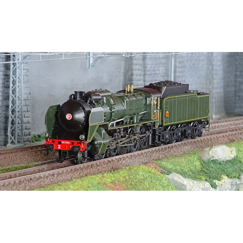 R37 HO41208 Locomotive à vapeur 2-150 P 104 tender 34 P 350, SNCF, verte, Somain Rail 37 - R37 R37_HO41208 - 1 R37 HO41208 Locomotive à vapeur 2-150 P 104 tender 34 P 350, SNCF, verte, Somain Rail 37 - R37 R37_HO41208 - 1