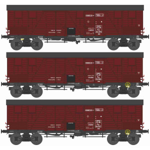 Ree modeles WB907 Set de 3 wagons TP Couvert pour Primeurs, 4 portes, PLM, ep.II Ree Modeles WB-907 - 1