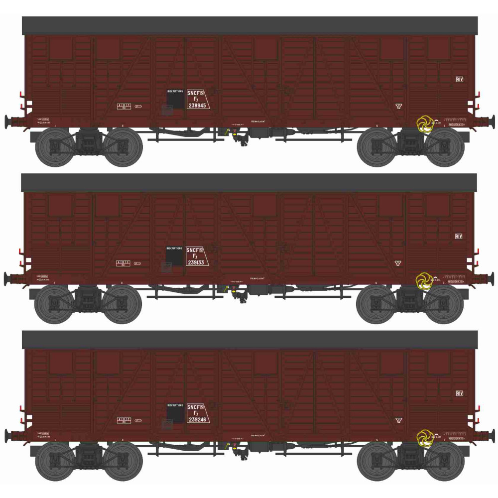 Ree Modeles WB910 Set de 3 wagons TP Couvert pour Primeurs, 4 portes, SNCF, ep.IIIa Ree Modeles WB-910 - 1 Ree Modeles WB910 Set de 3 wagons TP Couvert pour Primeurs, 4 portes, SNCF, ep.IIIa Ree Modeles WB-910 - 1