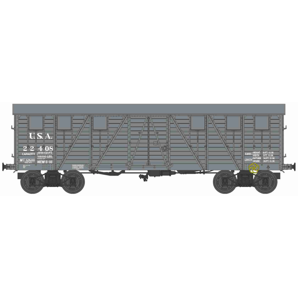 Ree Modeles WB914 Wagon TP Couvert, 2 portes, Gris, USA, ep.II Ree Modeles WB-914 - 1 Ree Modeles WB914 Wagon TP Couvert, 2 portes, Gris, USA, ep.II Ree Modeles WB-914 - 1