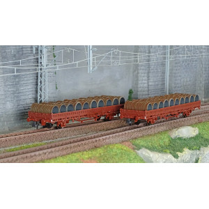 Roco 6600119 Set de 2 wagons à ranchers pivotants, type Ks, SNCF, chargés bobines Roco Roco_6600119 - 1